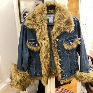 Tasha Polizzi Fur-lined Denim Jean Jacket